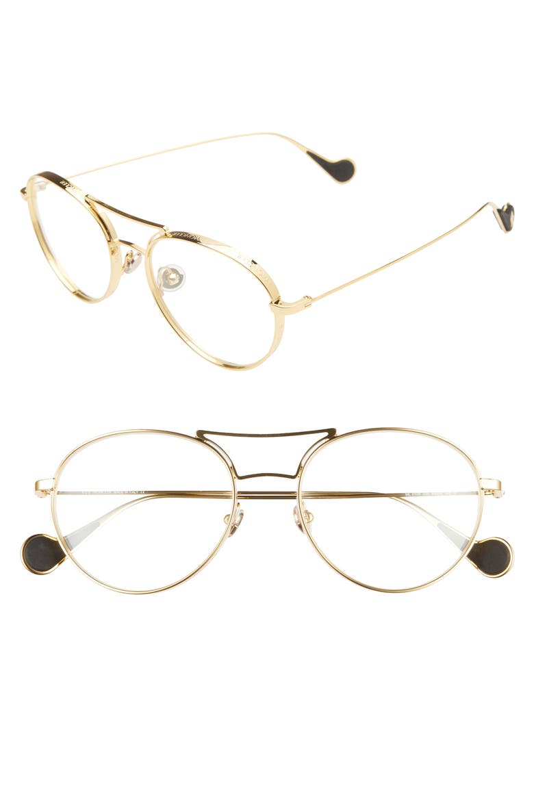 54mm Round Optical Glasses, Main, color, SHINY GOLD/ CLEAR