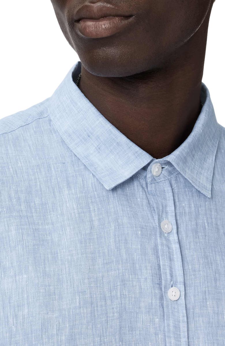 John Varvatos Bucks Slub Linen Button-Up Shirt, Alternate, color, Light Blue Heather