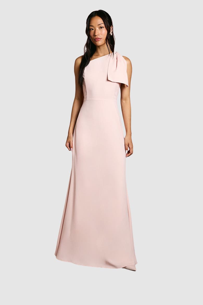 One Shoulder Maxi Bridesmaid Dress, Main, color, Blush