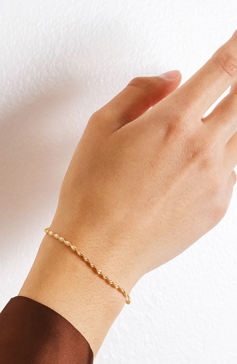 Sterling Forever Blakely Twisted Flat Snake Chain Bracelet, Alternate, color, Gold