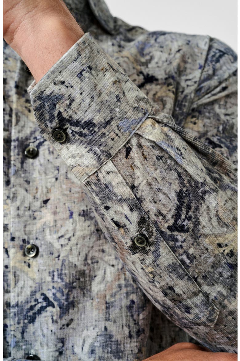 Botanical Corduroy Sport Shirt, Alternate, color, CHARCOAL/ MULTI