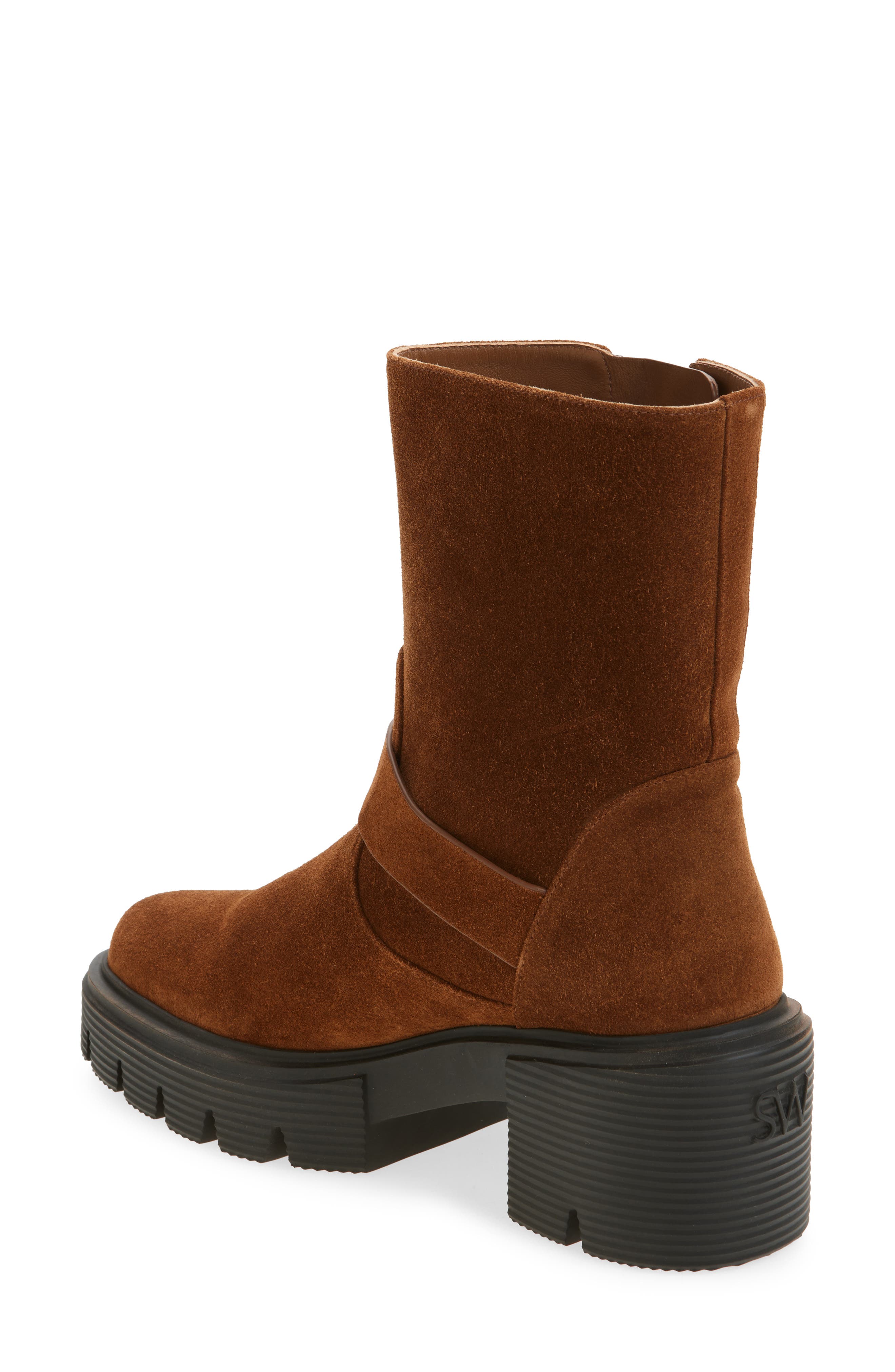 Stuart Weitzman Soho Moto Bootie, Alternate, color, Coffee