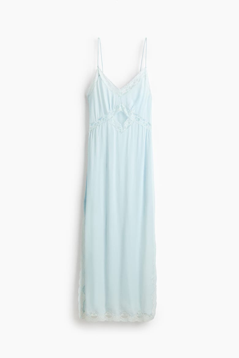 Lace-trimmed Strappy Dress, Alternate, color, Light blue