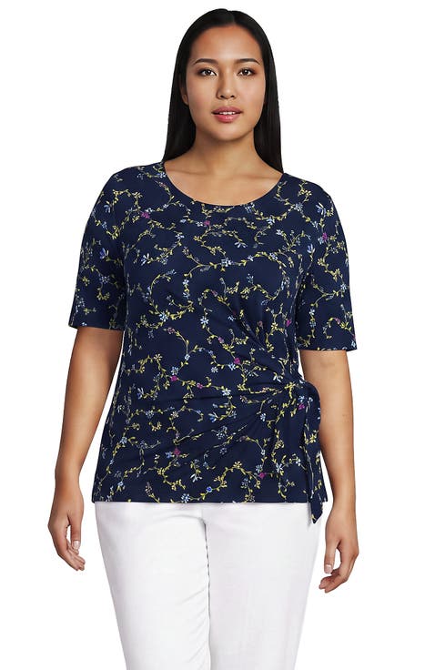Plus Size Lightweight Jersey Tie Front Top