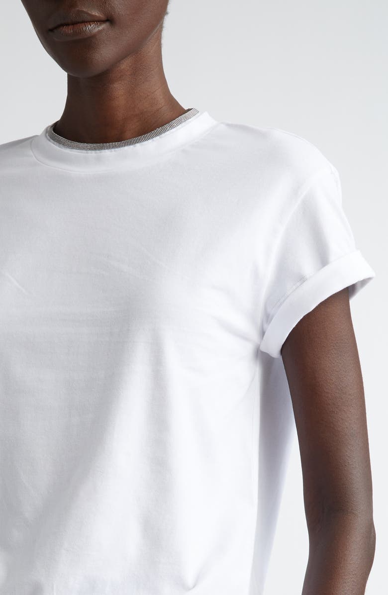 Brunello Cucinelli Monili Detail Cuff Sleeve T-Shirt, Alternate, color, 