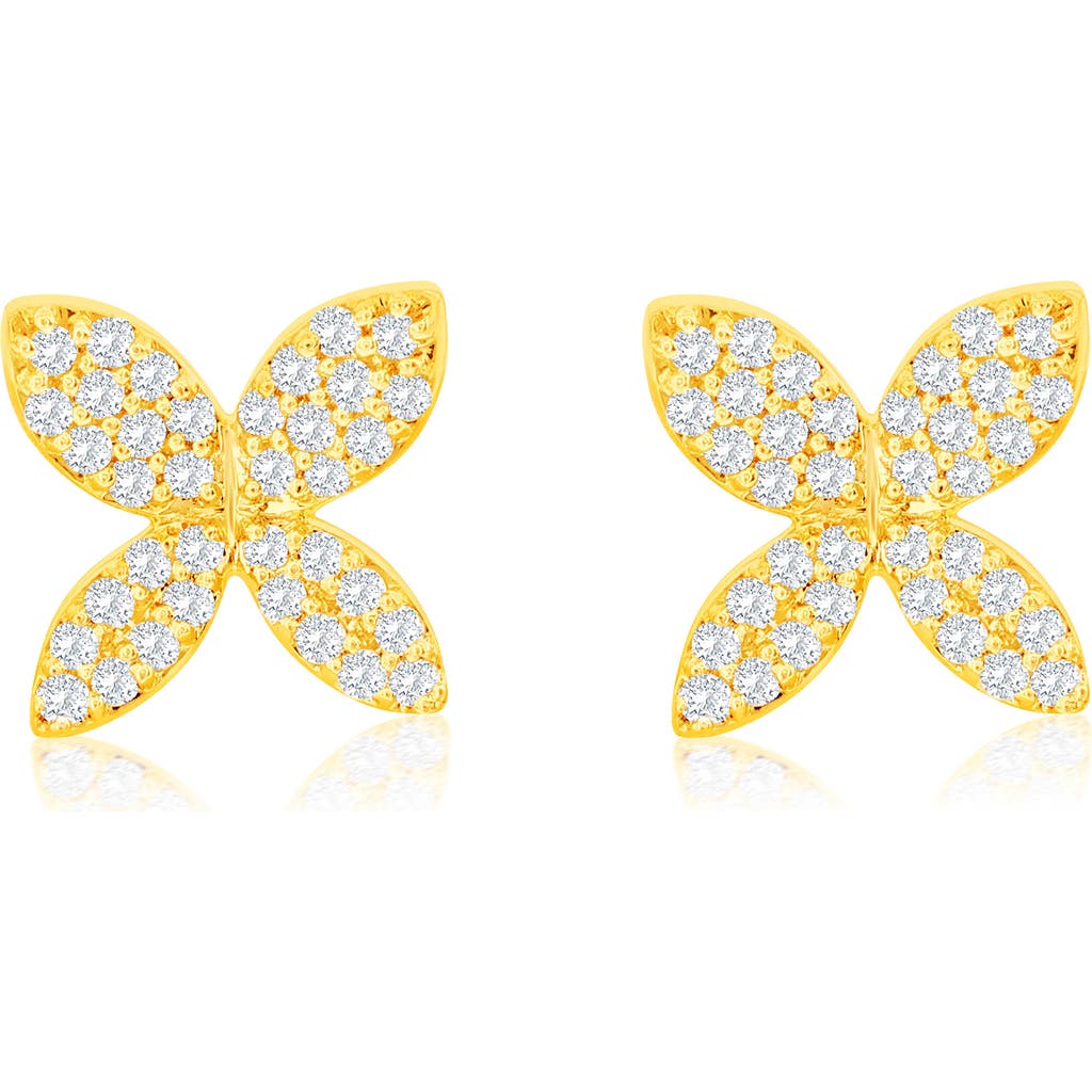 Suzy Levian Diamonds Pavé Diamond Stud Earrings In Yellow Gold