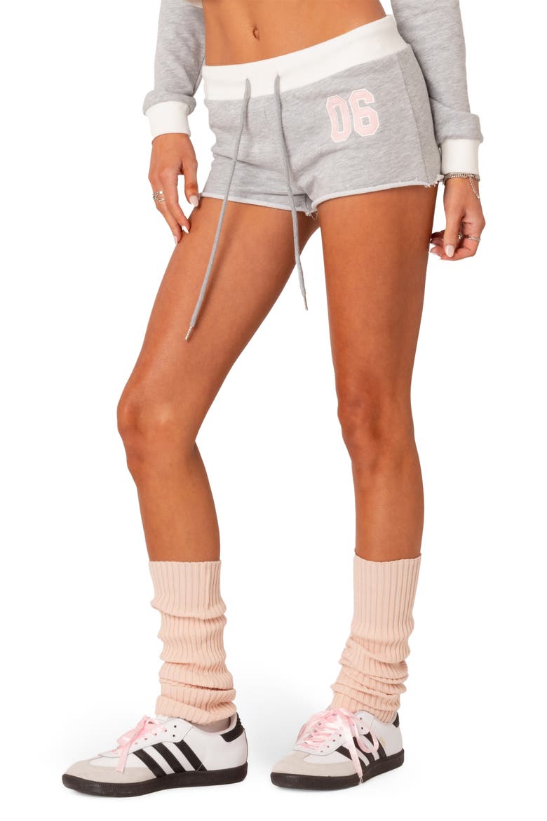 Pat Tie Waist Shorts, Alternate, color, GRAY-MELANGE