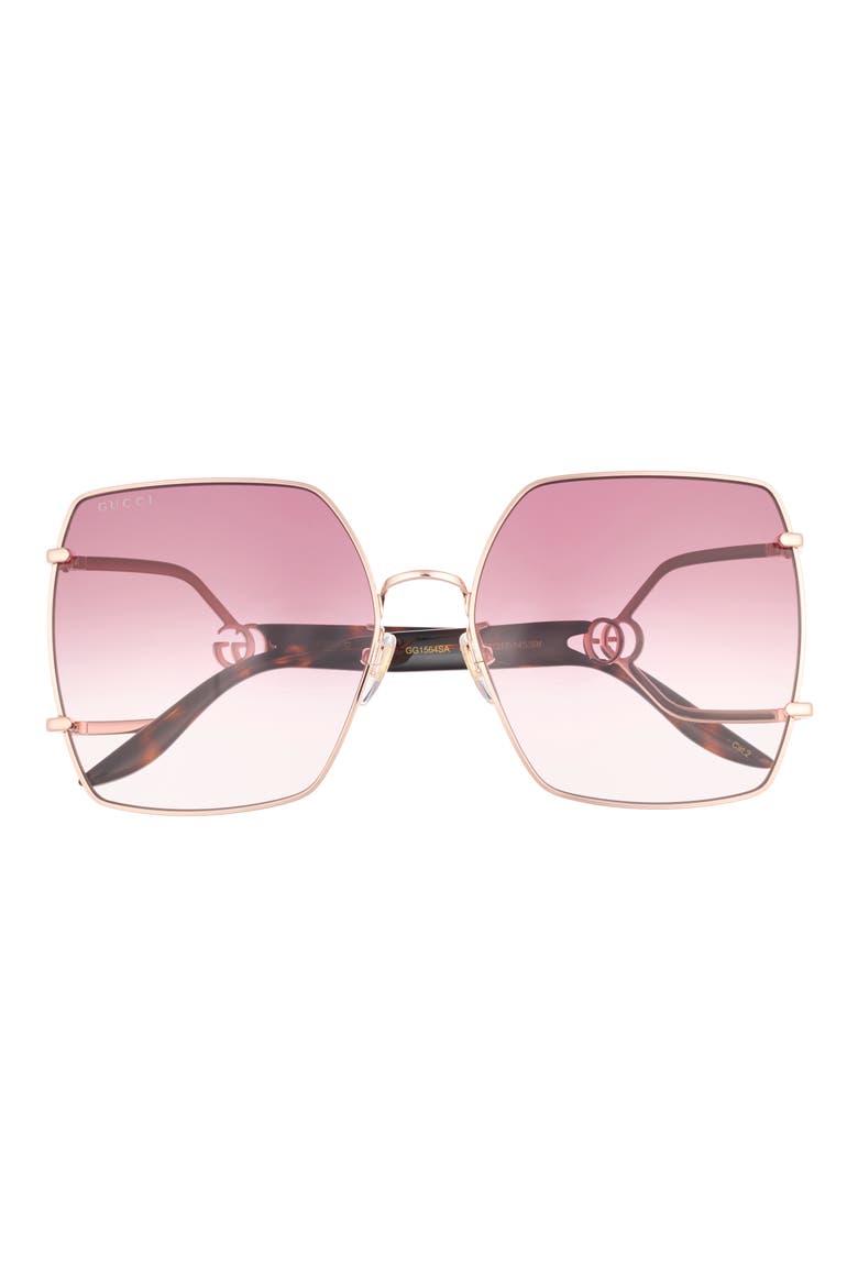 61mm Square Sunglasses, Main, color, GOLD HAVANA RED