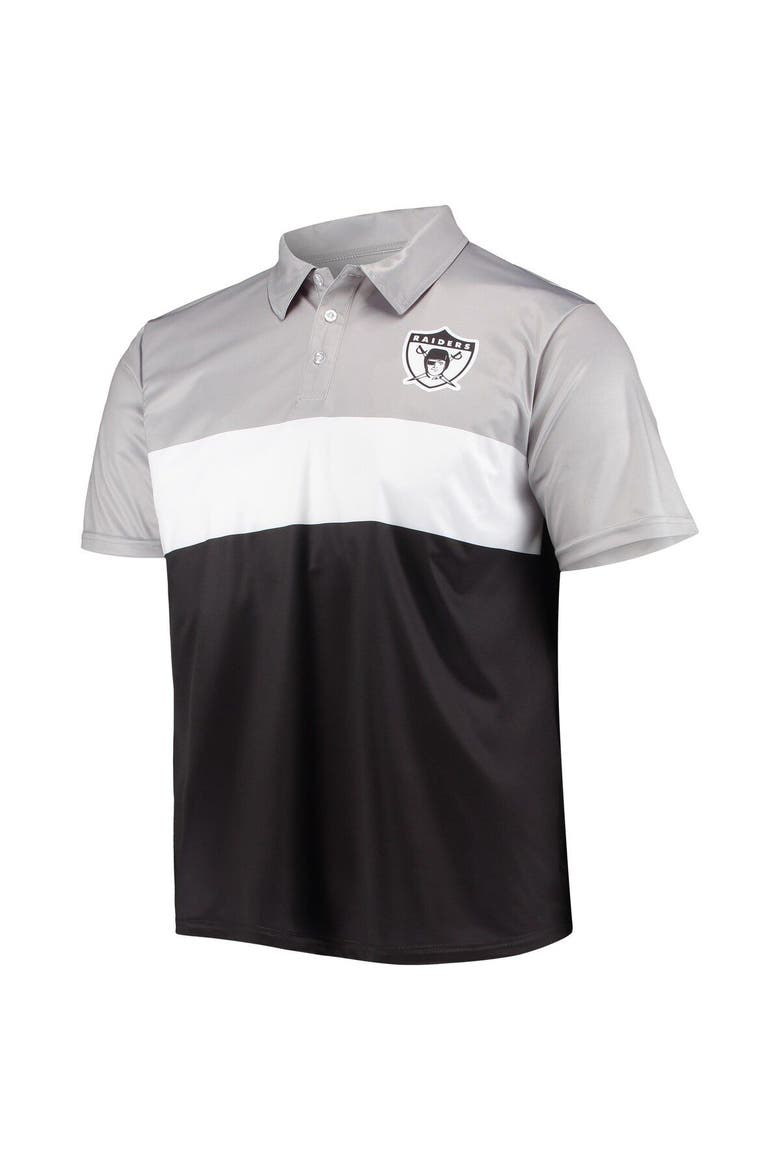 Men's FOCO Silver/Black Las Vegas Raiders Retro Colorblock Polo, Alternate, color, Gray