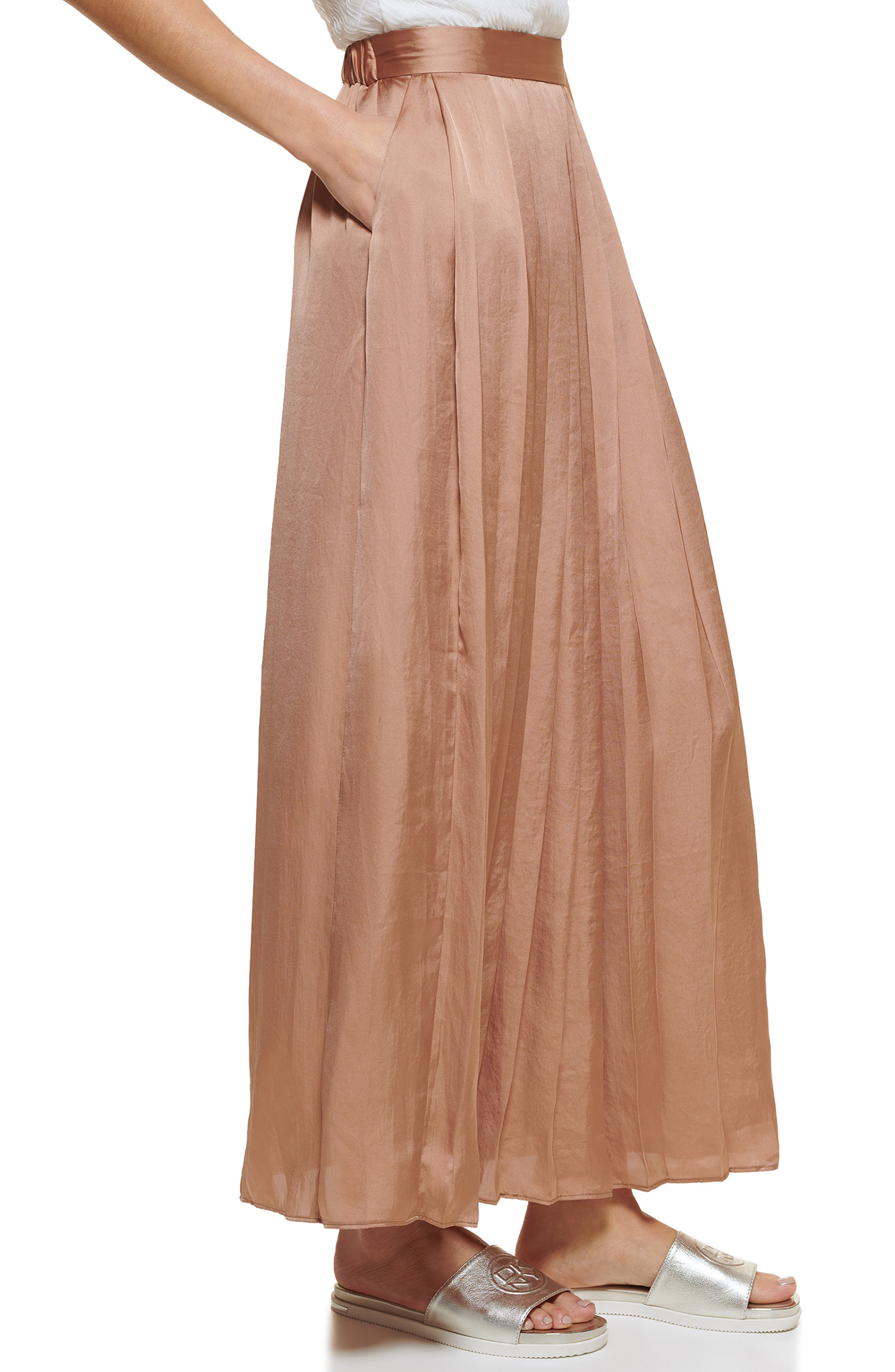 DKNY Box Pleat Satin Skirt (Women) | Nordstromrack