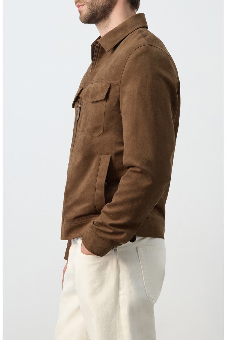 Faux Suede Jacket, Alternate, color, COGNAC