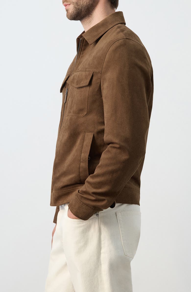 MANGO Faux Suede Jacket, Alternate, color, Cognac
