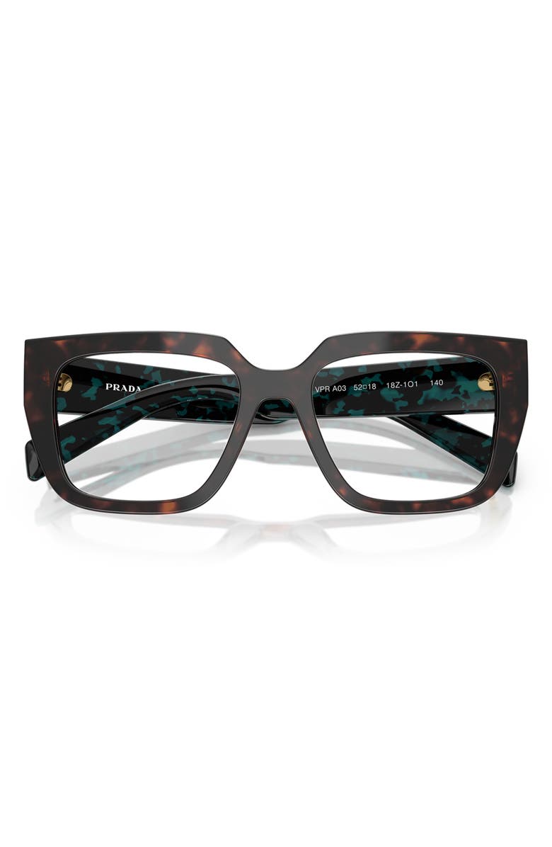 Prada 52mm Square Optical Glasses, Alternate, color, Brown Tortoise