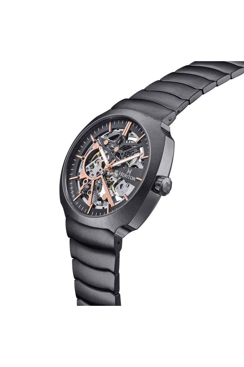 Magnus Stainless Steel-Band Watch, Alternate, color, Gunmetal/Rose Gold