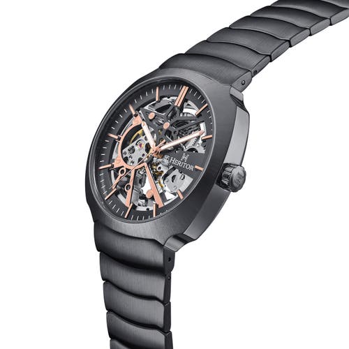 Heritor Automatic Magnus Stainless Steel-band Watch In Black