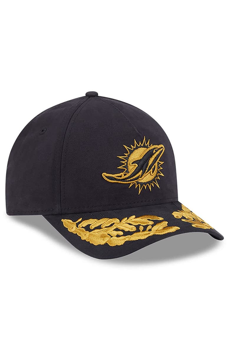 Men's New Era x Alpha Industries  Black Miami Dolphins A-Frame 9FORTY Adjustable Hat, Alternate, color, Black