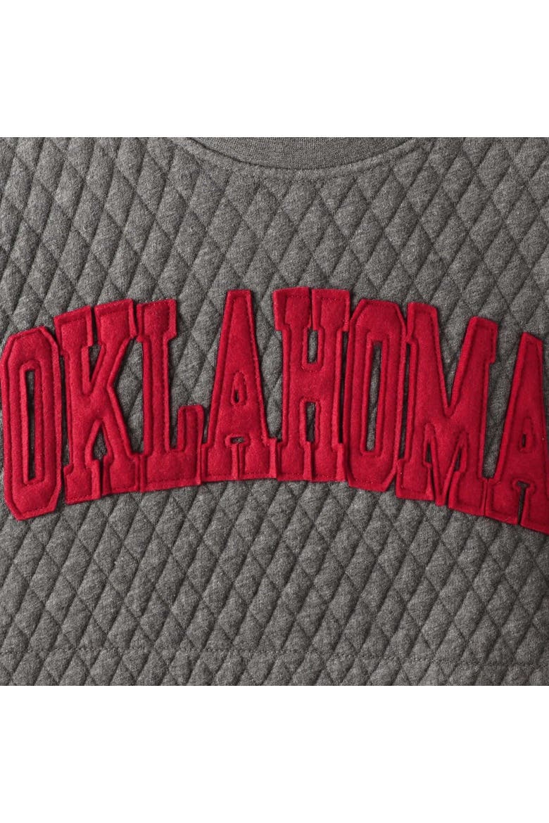 Women's Pressbox Heather Charcoal Oklahoma Sooners Moose Quilted Pullover Sweatshirt, Alternate, color, Heather Gray