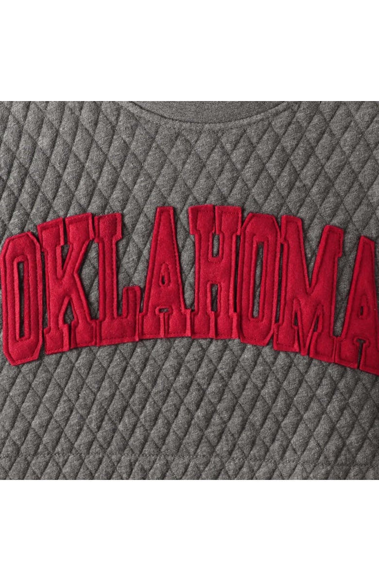 PRESSBOX Women's Pressbox Heather Charcoal Oklahoma Sooners Moose Quilted Pullover Sweatshirt, Alternate, color, Heather Gray