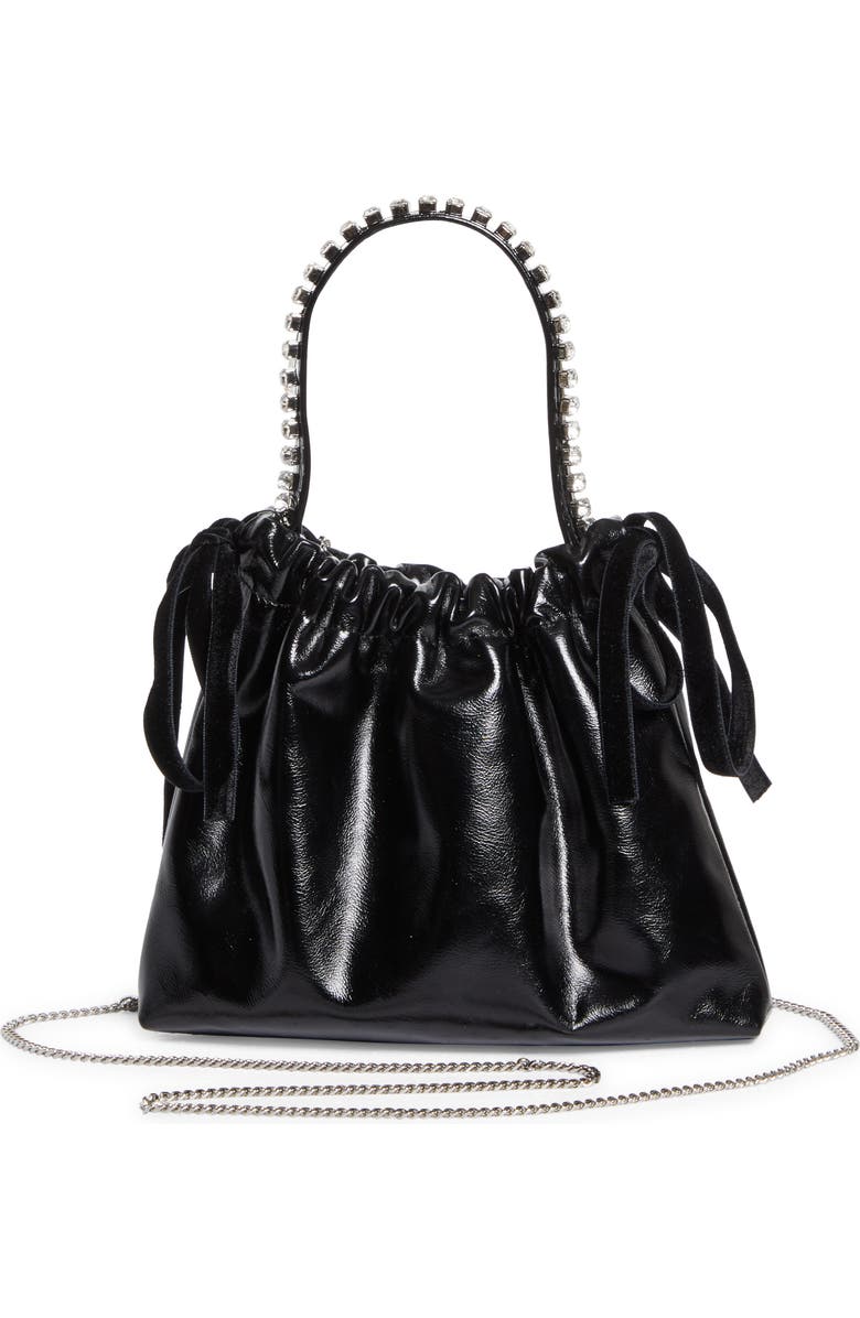 Jimmy Choo Mini Drawstring Top Handle Bag, Alternate, color, Black/ Black/ Silver