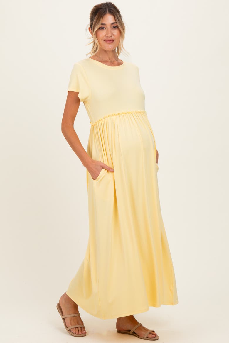 Ruffle Trim Maxi Dress, Alternate, color, Yellow