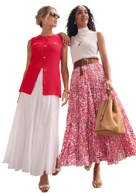 Flowing Crinkled Maxi Skirt (Petite Plus & Plus)