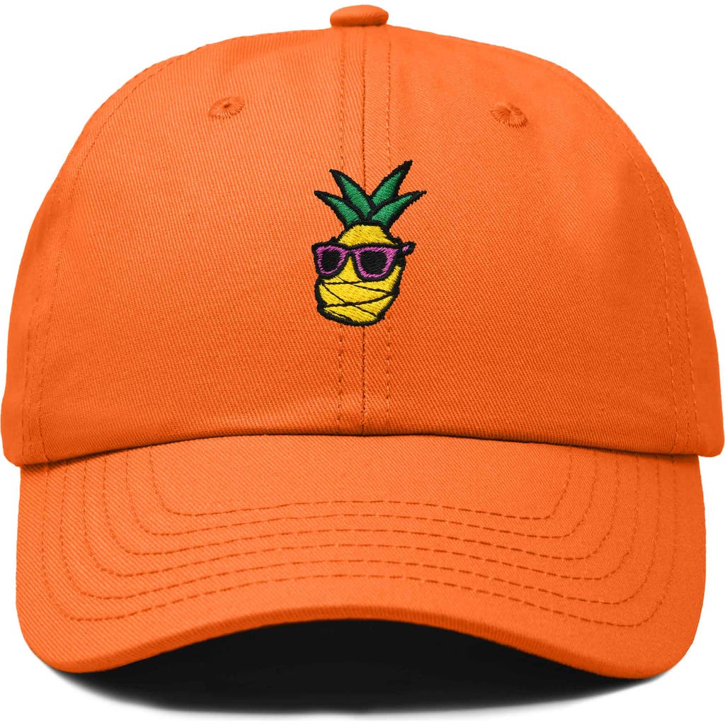 Dalix Pineapple Embroidered Dad Hat In Orange