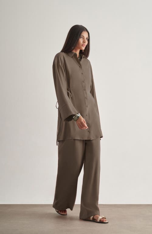 Mizalle Side-tie Tunic In Brown
