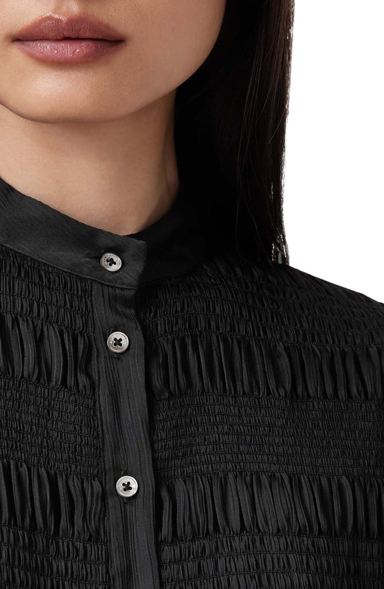 AllSaints Meg Long Sleeve Ruffle Minidress, Alternate, color, Black