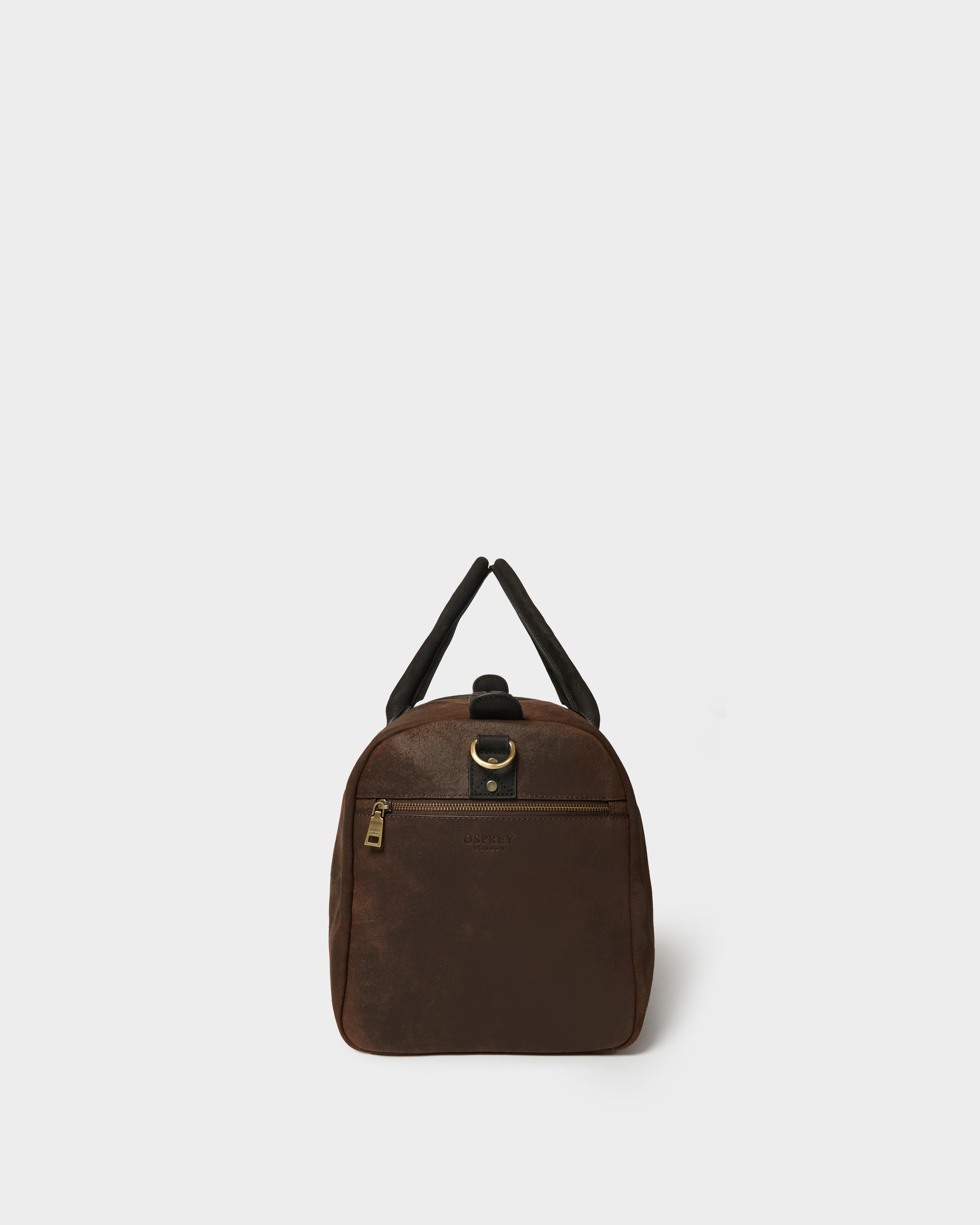 The Jenson Leather Holdall, Alternate, color, Chocolate & Black