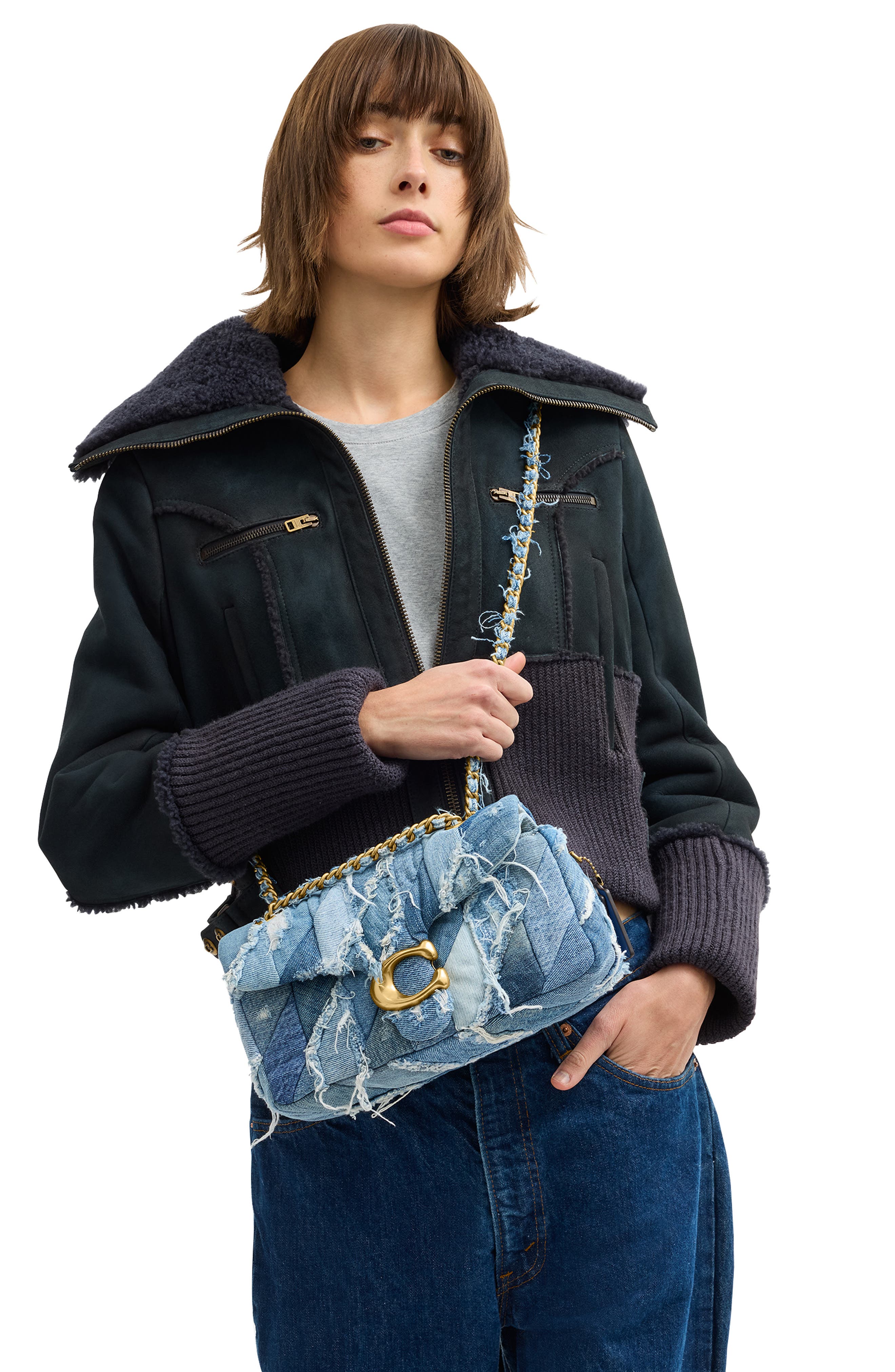 COACH Tabby 26 Patchwork Quilted Denim Shoulder Bag, Alternate, color, Denim Multi