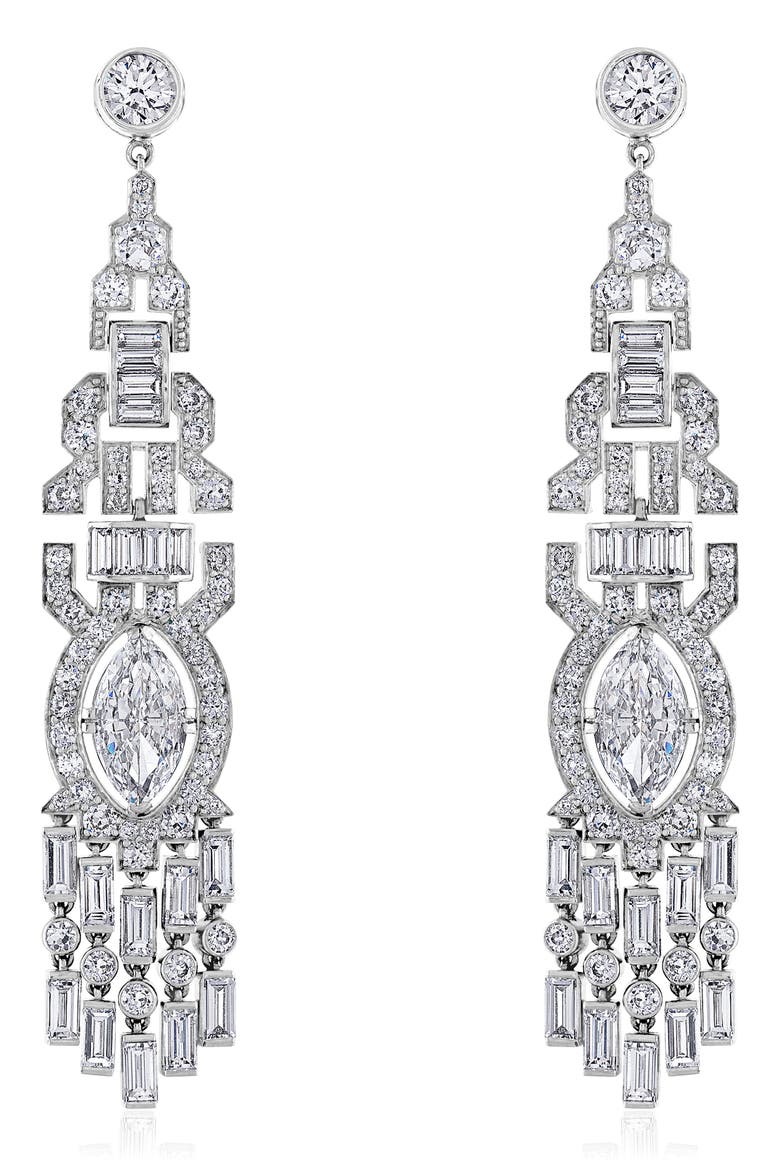 Haute Joaillerie Platinum Diamond Drop Earrings, Main, color, PLATINUM/ DIAMOND