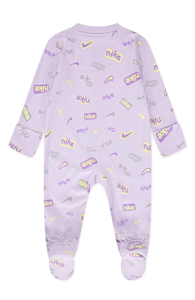 Nike Logo Print Zip Footie, Alternate, color, Doll