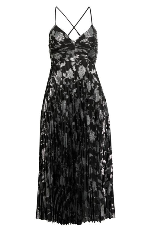 Astr The Label Saoirse Floral Metallic Pleated Mini Dress In Multi