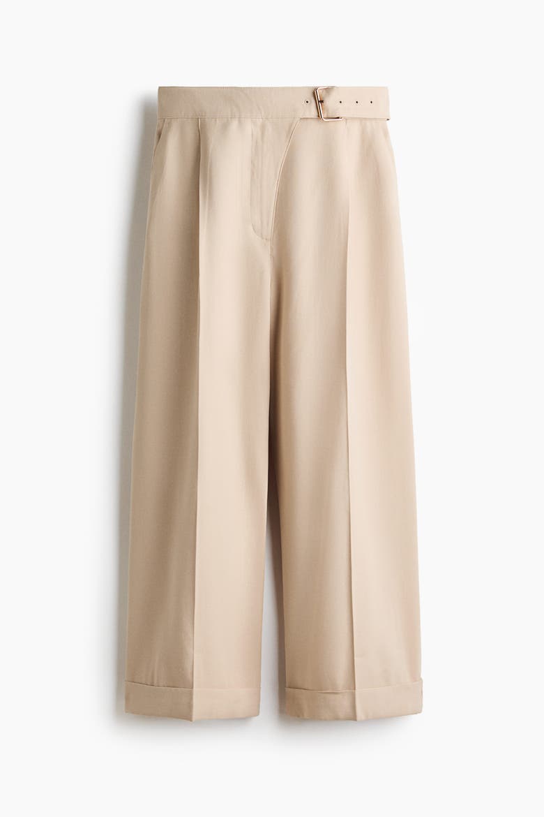 Straight-leg Pants With Belt, Alternate, color, Light beige
