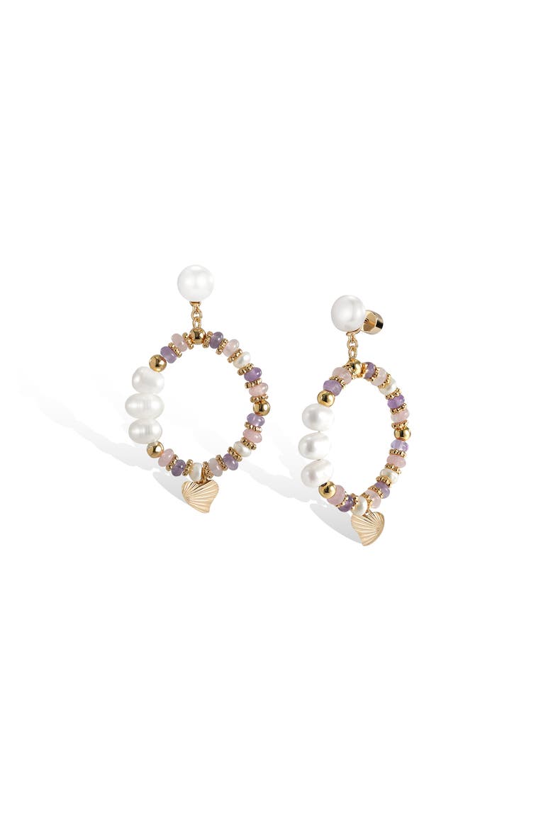 Thetis Earrings, Main, color, Purple & White
