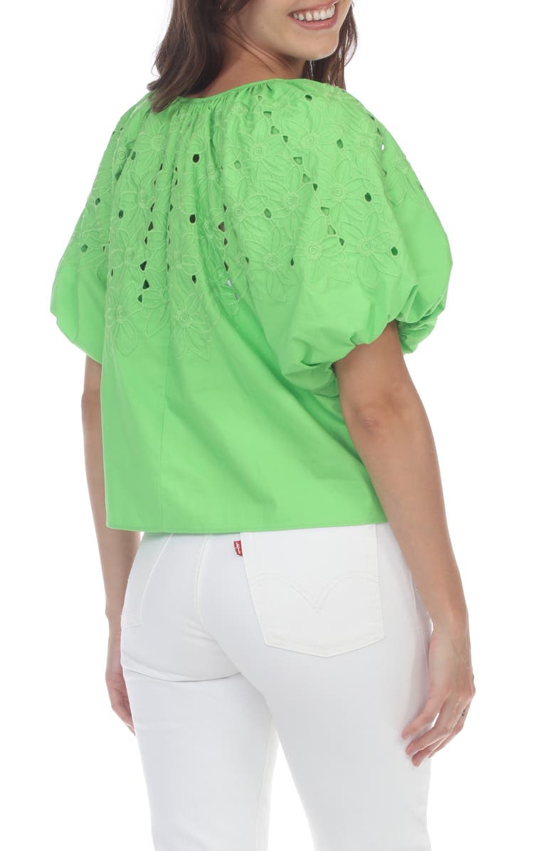 RAIN Embrodiered Bubble Sleeve Top, Alternate, color,