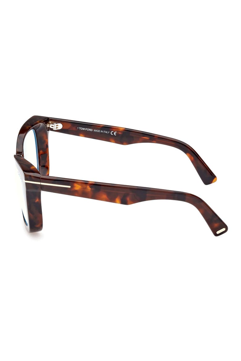 52mm Square Blue Light Blocking Glasses, Alternate, color, DARK HAVANA