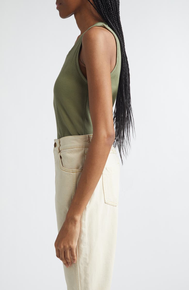 Balmain Paris Logo Embroidered Cotton Jersey Tank, Alternate, color, Uiy Green/ Multi