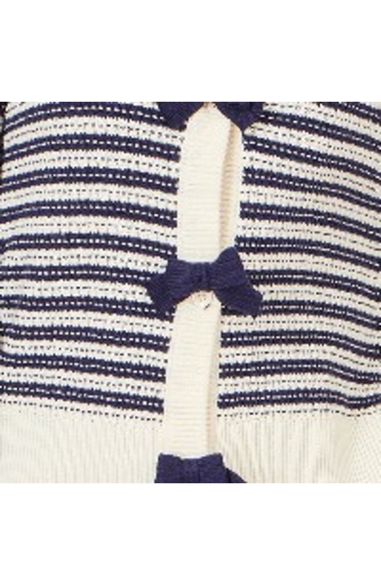 Yumi Stripe With Bow Detail Cardigan, Alternate, color, Navy
