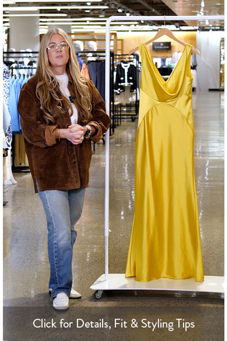 Draped Neck Satin Gown video