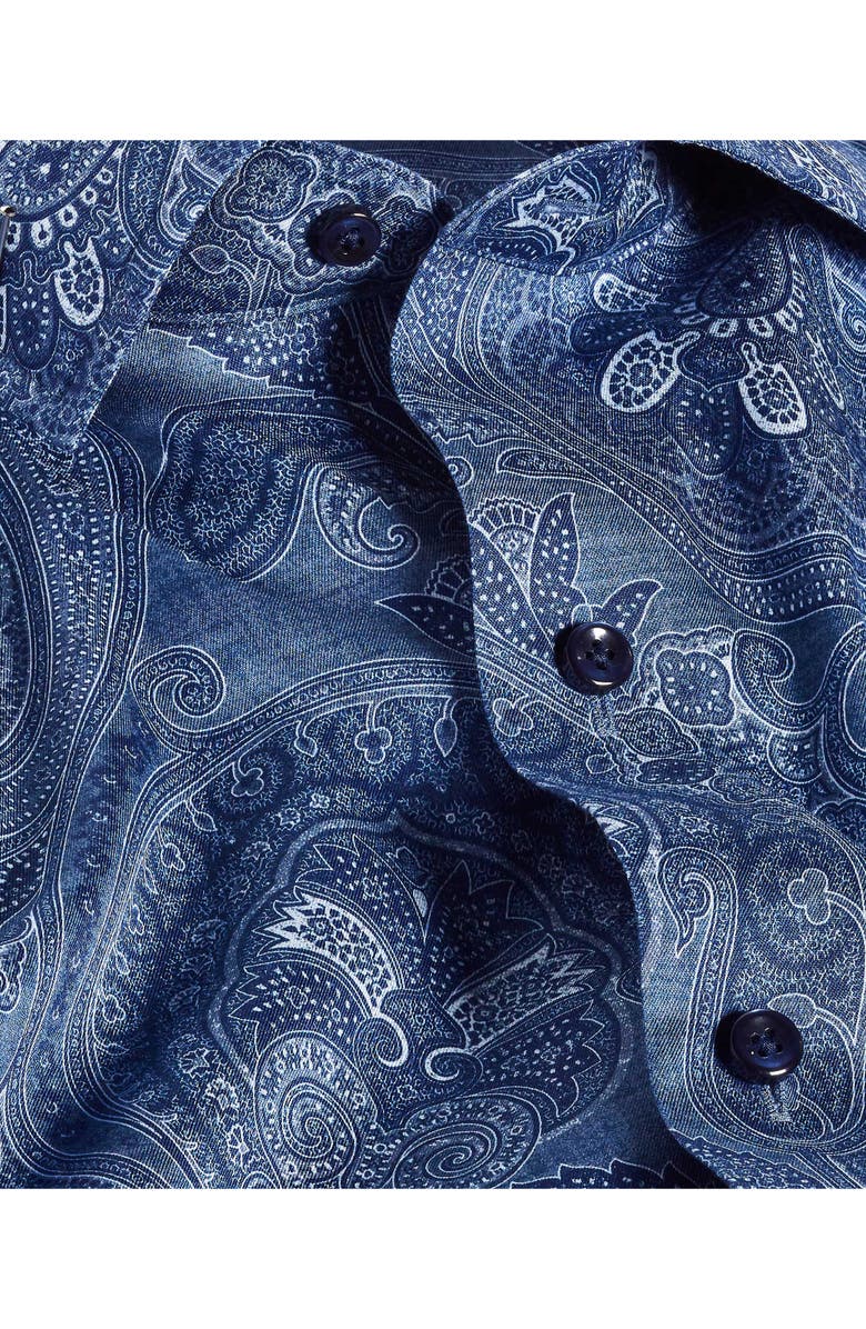 David Donahue Paisley Print Cotton Button-Up Shirt, Alternate, color, Navy