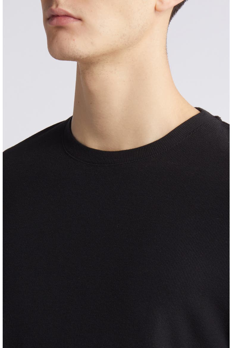 Clive Long Sleeve Waffle Knit Tee, Alternate, color, BLACK