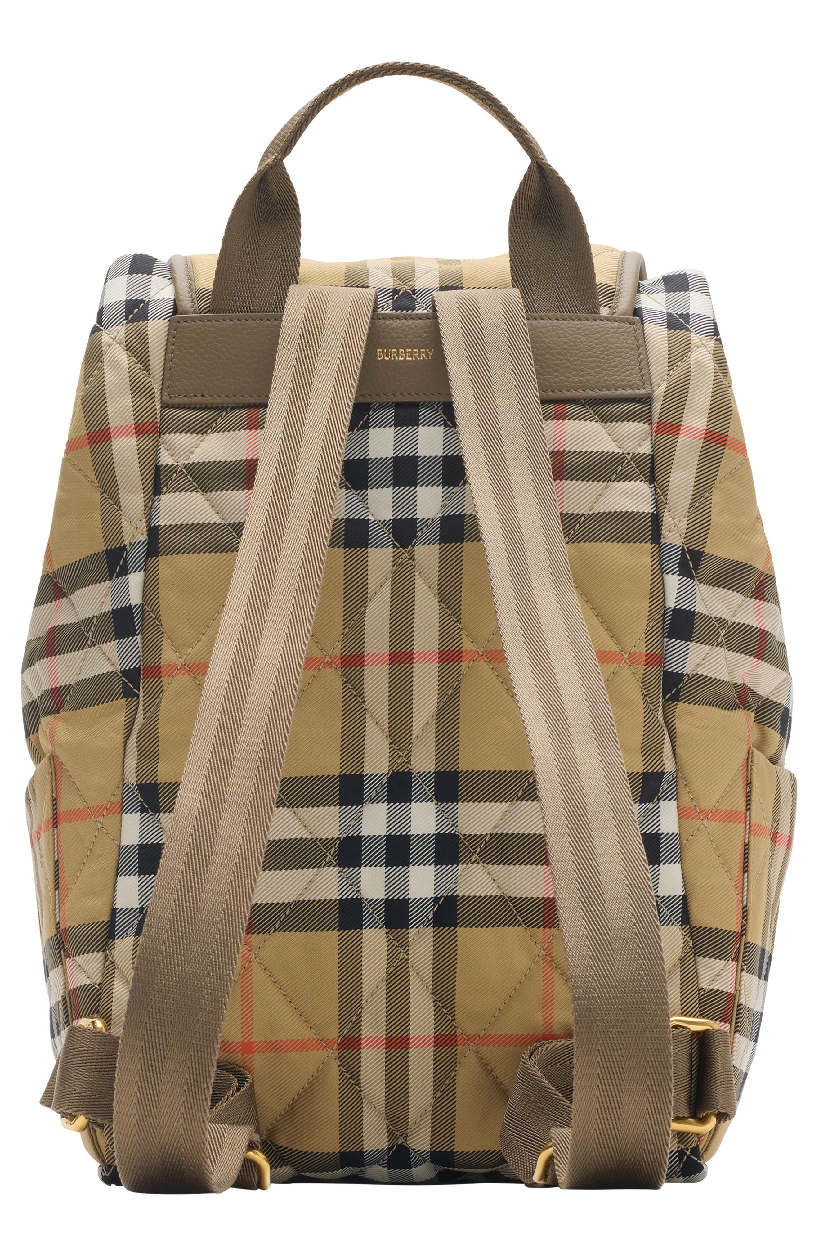 Burberry Horseshoe Check Corduroy Backpack, Alternate, color, Sand