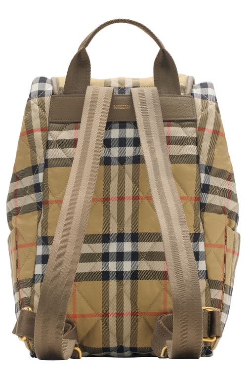 Burberry Womens Sand Horseshoe Check Woven Backpack In Neutral