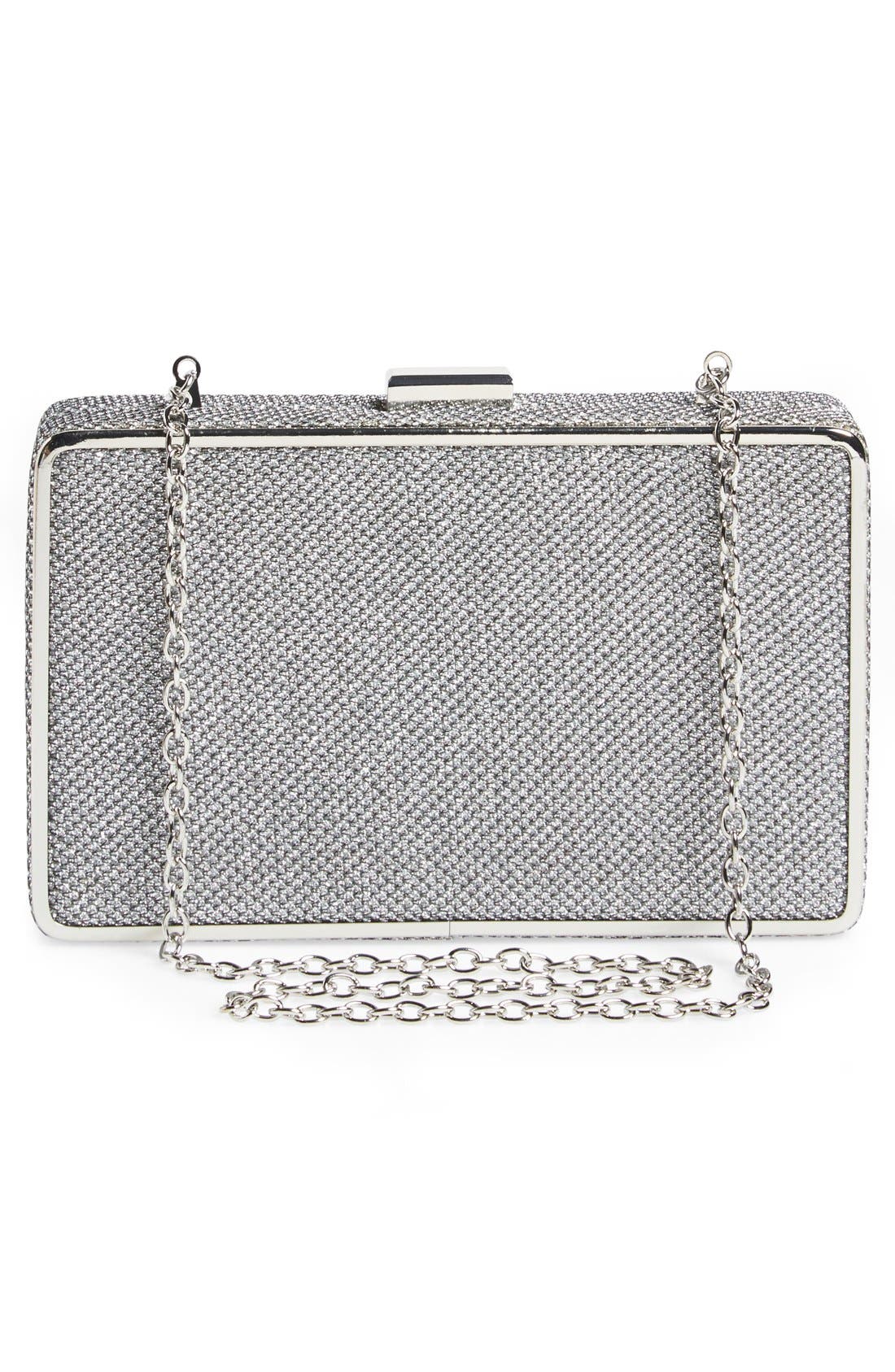 Metallic Box Clutch, Alternate, color, 42-SILVER