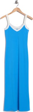 Loveappella Contrast Trim Ribbed Tank Dress