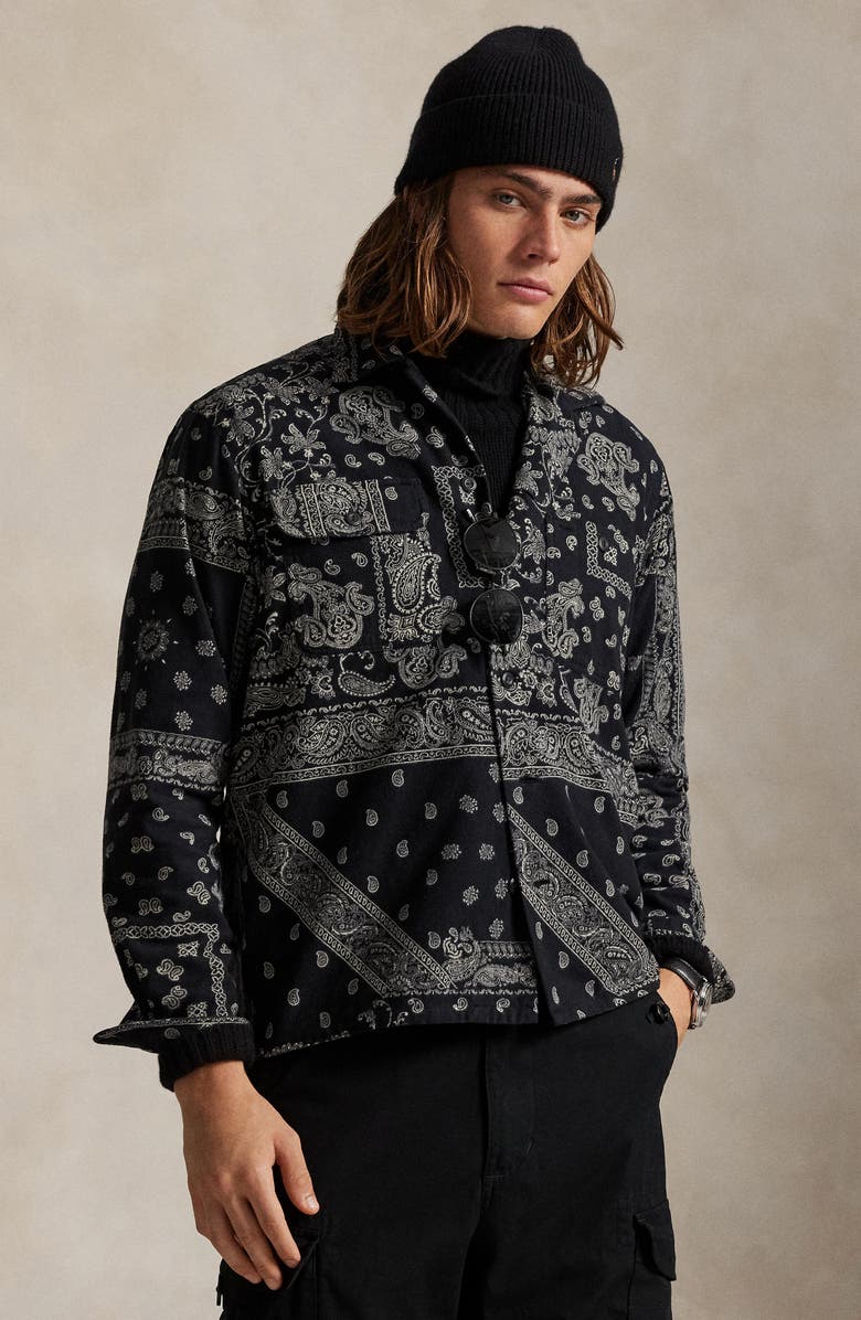 Polo Ralph Lauren Classic Fit Bandana Print Flannel Long Sleeve Camp Shirt, Alternate, color, 6989 Yukon Patchwork Bandana