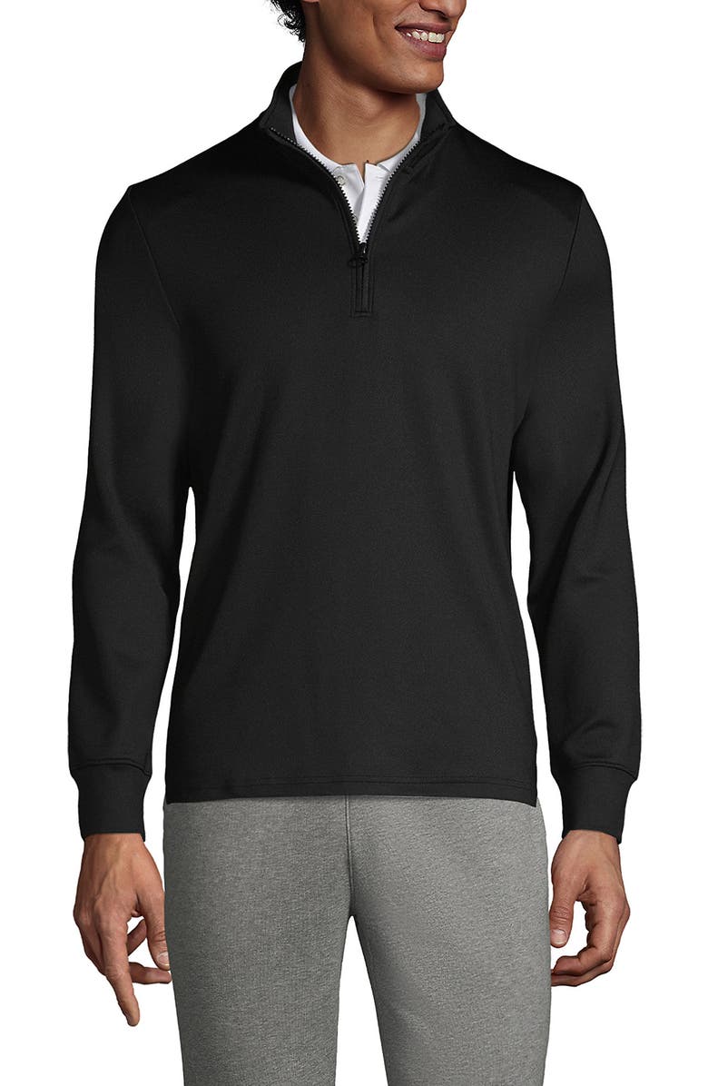 Lands' End School Uniform Quarter Zip Pullover, Main, color, Black