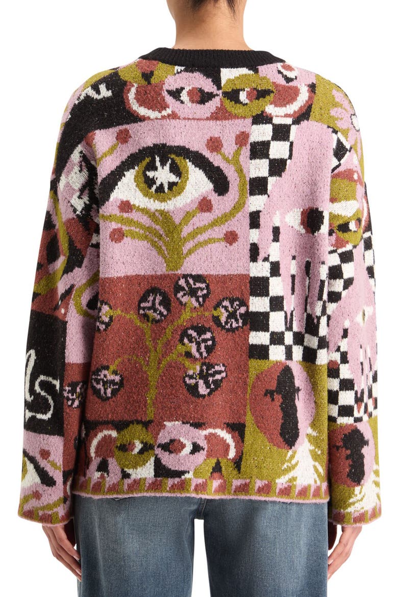 Oversize Jacquard Collage Sweater, Alternate, color, FREE MIND JACQUARD
