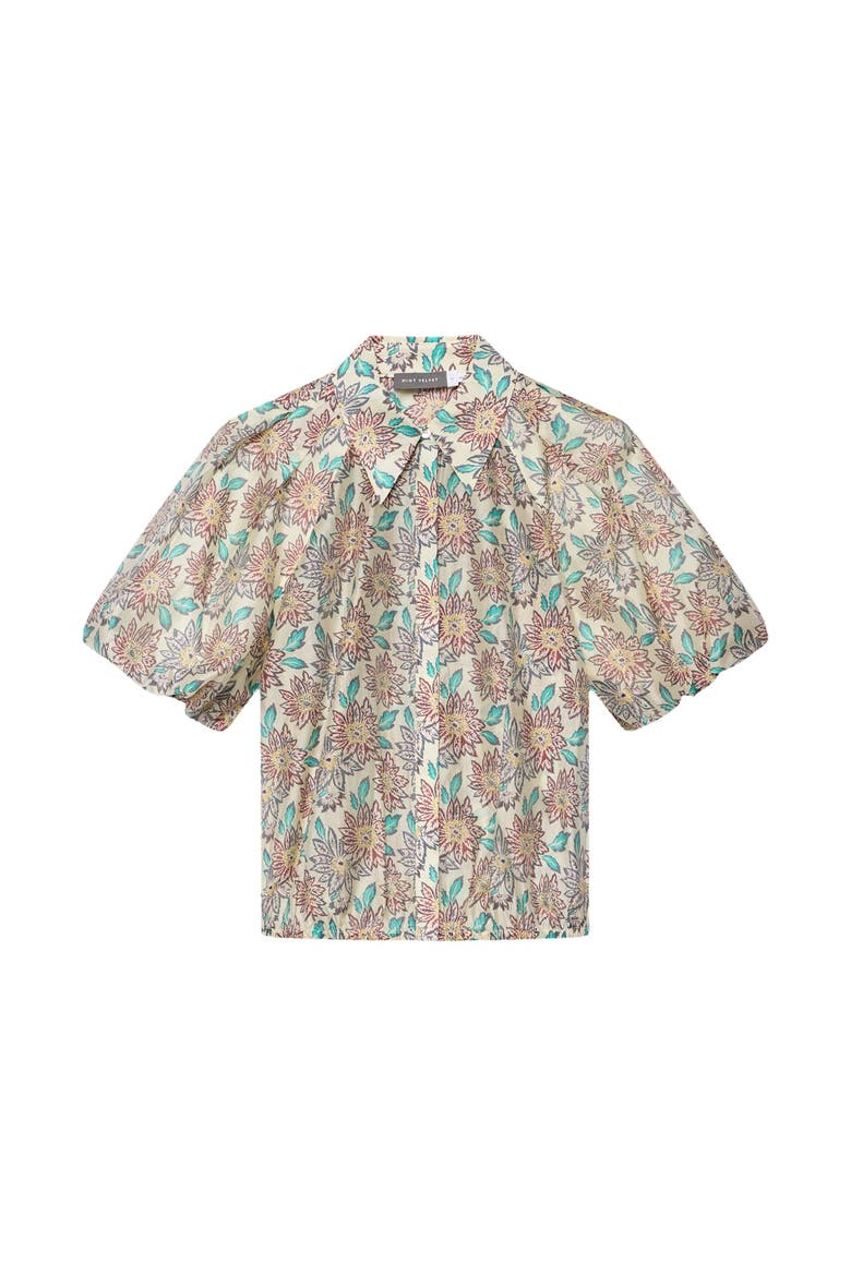 Floral Print Puff Sleeve Shirt, Alternate, color, Burgundy